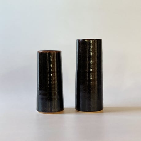 切立筒花入　黒（高さ 6寸／約18cm）　（08）