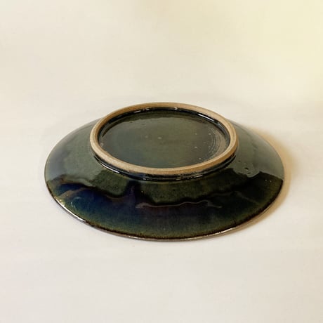 縁鉄砂呉須釉皿（9寸／約27㎝）呉須・縁鉄　（08）