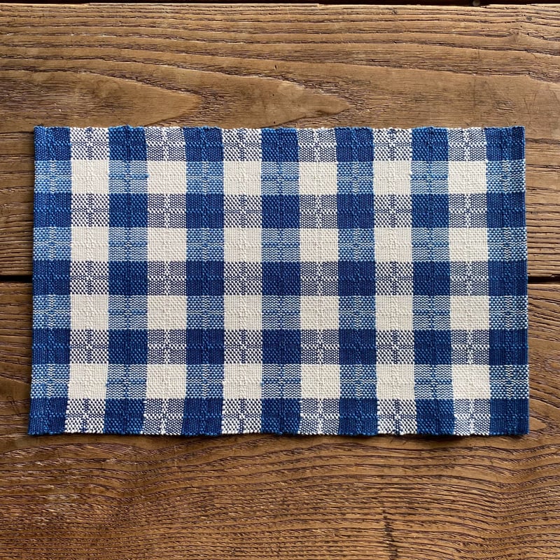 藍染 白と納戸の市松織 ティーマット 2色 納戸×白 （c-2） | 出西窯 on