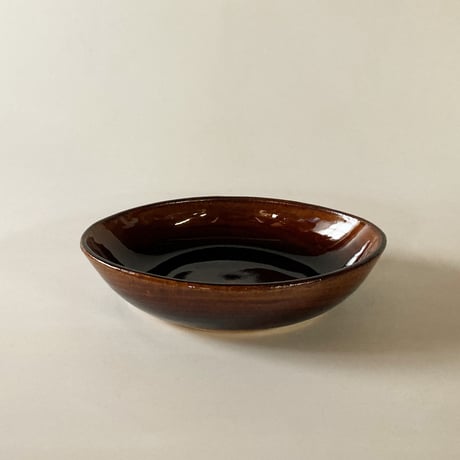 ロクロ楕円深皿（6寸／約22cm×15.5cm）  飴　（03）