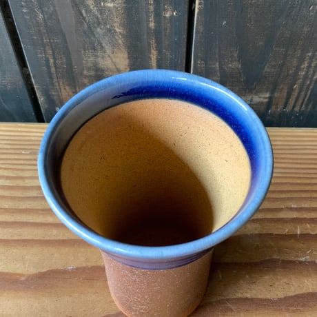 焼締めビールカップ（大　口径約8.5㎝・高さ約12㎝）呉須　（06）