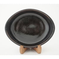 ロクロ楕円深皿（7寸／約26cm×18cm） 黒　（03）
