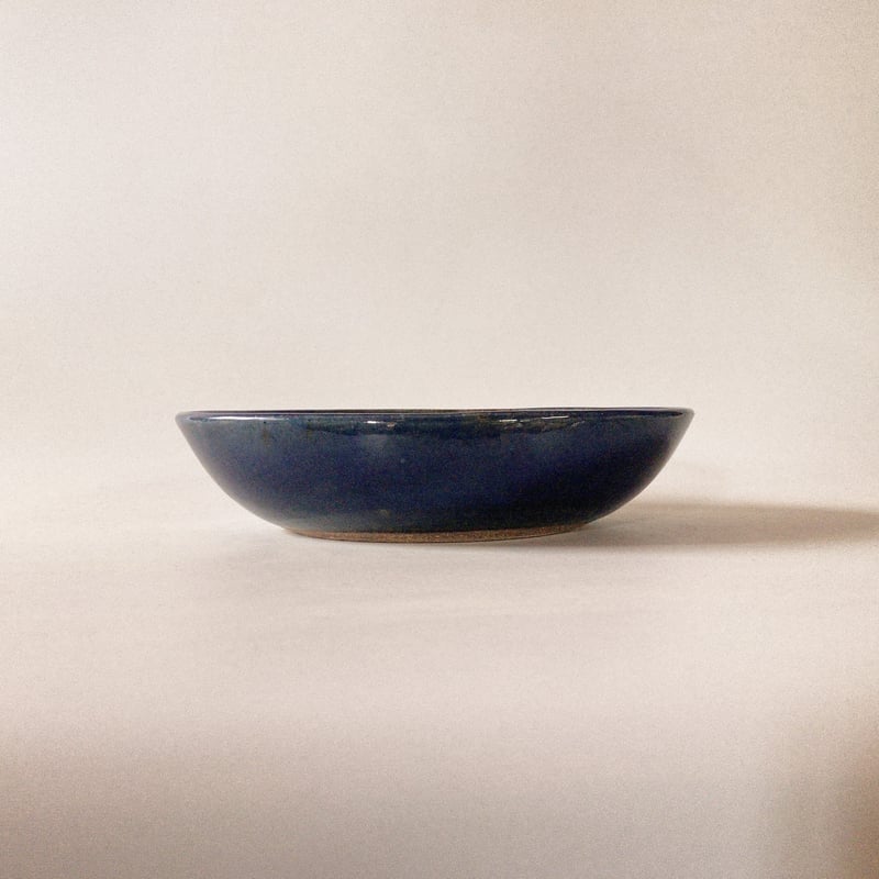 ロクロ楕円深皿（6寸／約22cm×15.5cm） 呉須 （03） | 出西窯 on-line