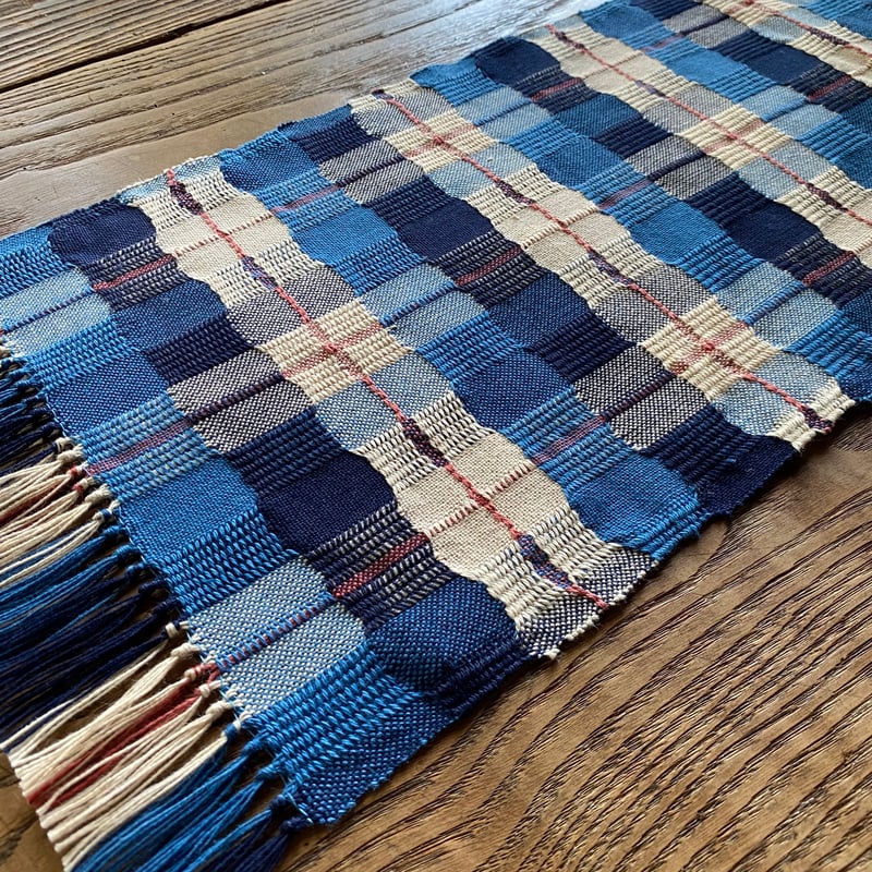 テーブルランナー(A)／手織り本藍染め