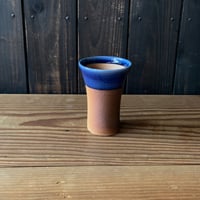 焼締めビールカップ（大　口径約8.5㎝・高さ約12㎝）呉須　（06）