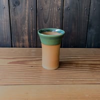 焼締めビールカップ（大　口径約8.5㎝・高さ約12㎝）緑　（06）