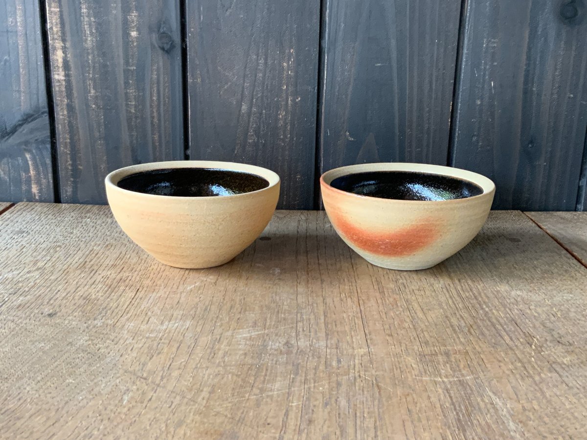 工房土の種　ボウル2点セット 茶碗 黄瀬戸 花紋 茶碗 (共箱) 陶工房・棚橋淳 T-122