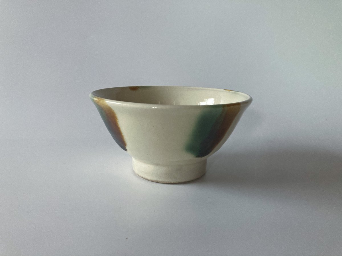 ご飯茶碗（小　口径約11.5cm・高さ約6cm）三彩　（08）