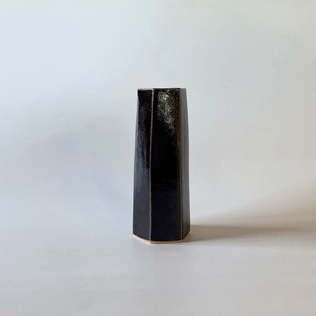 面取筒花入（小　高さ約18cm）黒＜限定2個＞（08）