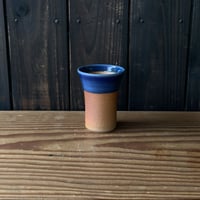焼締めビールカップ（中　口径約7.5㎝・高さ約10.5㎝）呉須　（06）