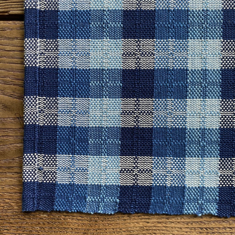 藍染 白と納戸の市松織 ランチョンマット 3色 紺×納戸×水浅葱 （c-4-2