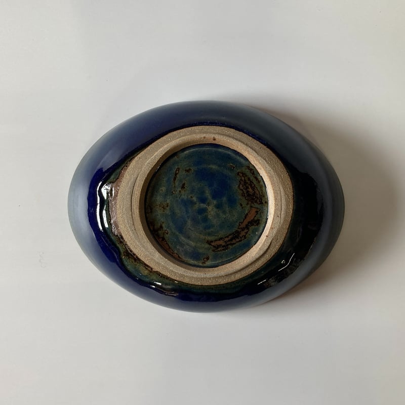ロクロ楕円深皿（7寸／約26cm×18cm） 呉須 （03） | 出西窯 on-line S
