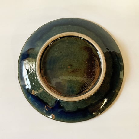 縁鉄砂呉須釉皿（9寸／約27㎝）呉須・縁鉄　（08）