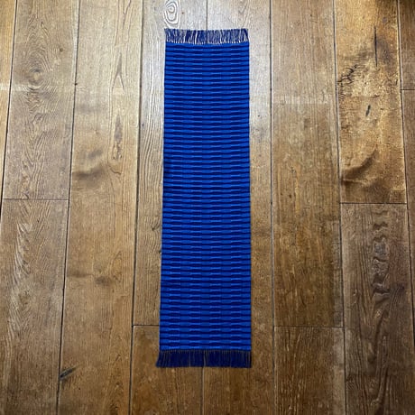 藍染　市松織　テーブルランナー(約28cm×100cm)　2色　紺×納戸　（b-5-1）