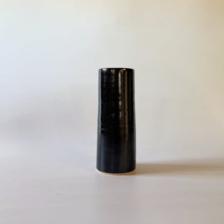 切立筒花入　黒（高さ 6寸／約18cm）　（08）
