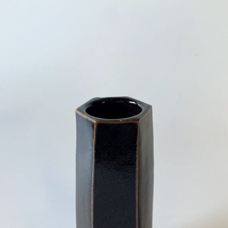 面取筒花入（小　高さ約18cm）黒＜限定2個＞（08）