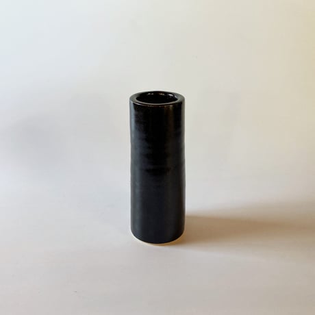 切立筒花入　黒（高さ 6寸／約18cm）　（08）