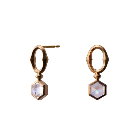 horn / Hexagonal cut Moonstone Earrings