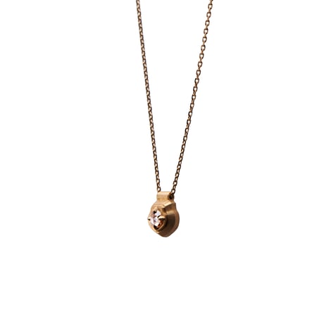 smoke / Rose cut diamond Metal mini Pendant  <Petal>