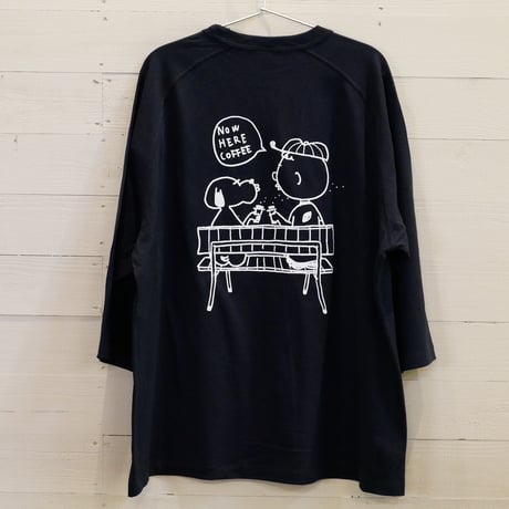 【七分袖Tシャツ】　ALMOND　COFFEE Tシャツ / ネイビー