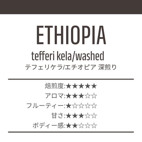 【深煎り200g】エチオピア/TEFERI KELA　エアルーム種　ウォッシュトプロセス