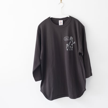 【七分袖Tシャツ】COFFEE DOG  七分袖Tシャツ/ 　スミクロ