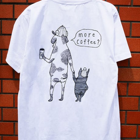 【オーガニックコットンTシャツ】COFFEE DOG　/ 　WHITE