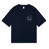 ワンちゃんオーバーサイズ5部袖Tシャツ ネイビー