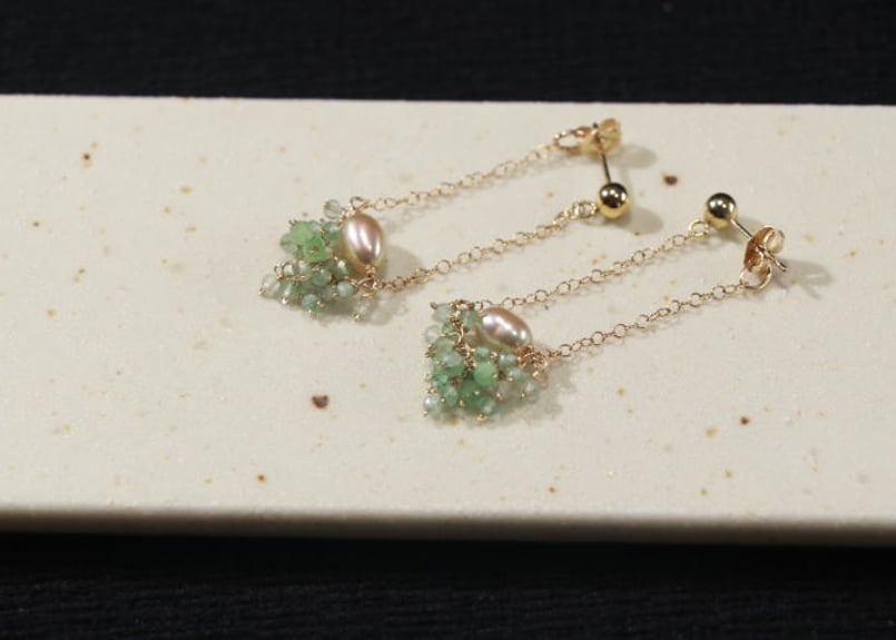 はこさん様おまとめ4点 434.グリーンカイヤナイト*14kgfピアス