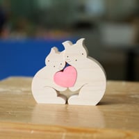 ネコのカップルとハート SC　KA364
