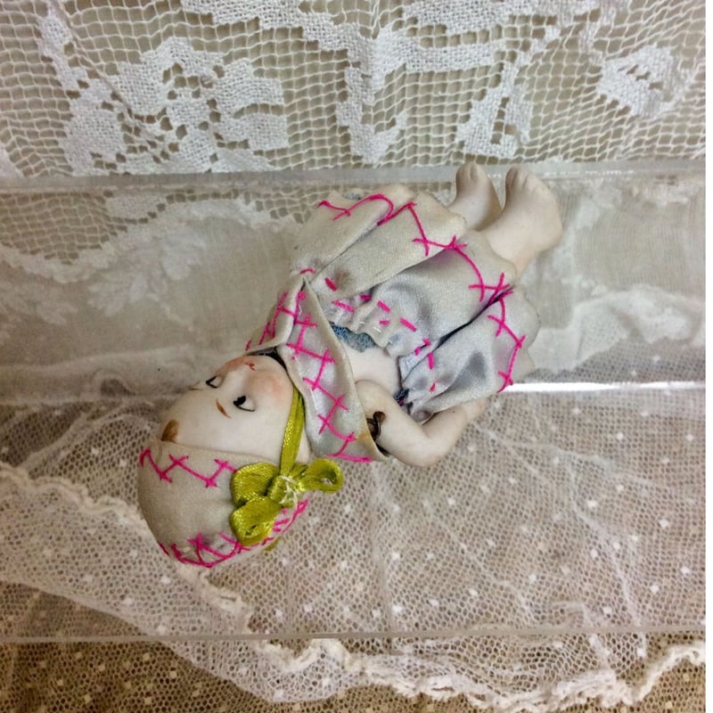 ♥小さなヴィンテージ　ビスクドール　大小キューピーB 2体Set ミニョネット ♥小さなヴィンテージ ビスクドール 大小キューピーB 2体Set