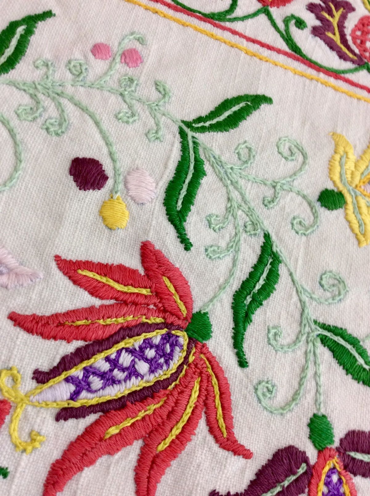 VINTAGEハンガリー刺繍クッションカバー トゲトゲなお花 | sputnikplus