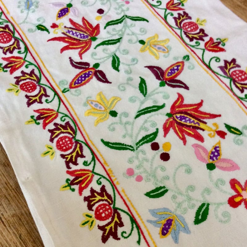 60s vintage 総刺繍　クッションカバー　お花刺繍　ヴィンテージ fit=scale-down,w=1200