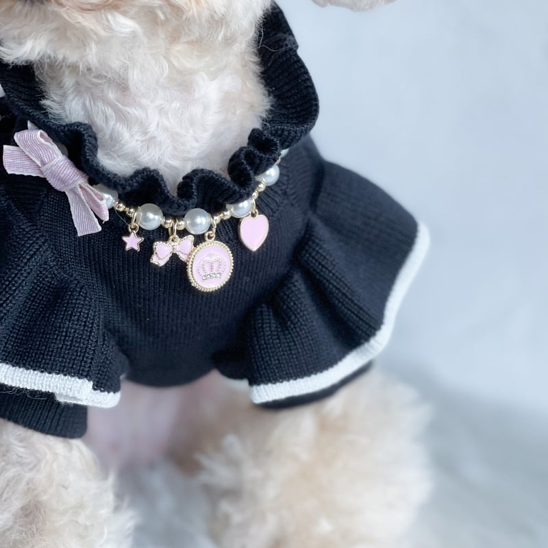 【パールが可愛い!!ブラックとピンクの2色♡】チョーカー 予約商品 約4週間でお届け予定】パールチョーカーピンク | 犬