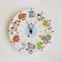 【スペイン陶器】丸皿時計18cm　TKM18-eto