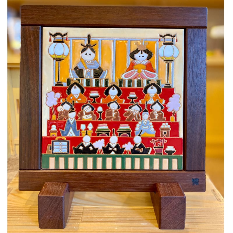 スペインタイル】季節の絵タイル「おひなさま五段飾り」タイルサイズ