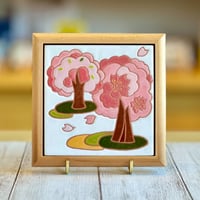 【スペインタイル】季節の絵タイル「桜咲く」タイルサイズ10cm　タイルのみ/フレーム付き
