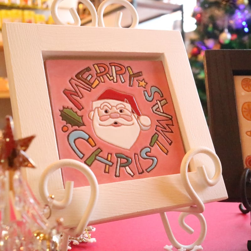 スペインタイル】クリスマス絵タイル 選べるフレーム「メリー