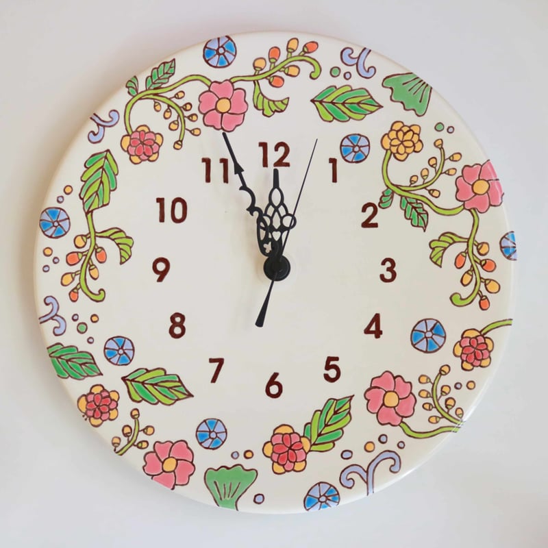 スペイン陶器】丸皿時計27cm TKM27-HC13 | みなとまちセラミカ スペイン陶器】丸皿時計27cm TKM27-HC13 | みなとまちセラミカ