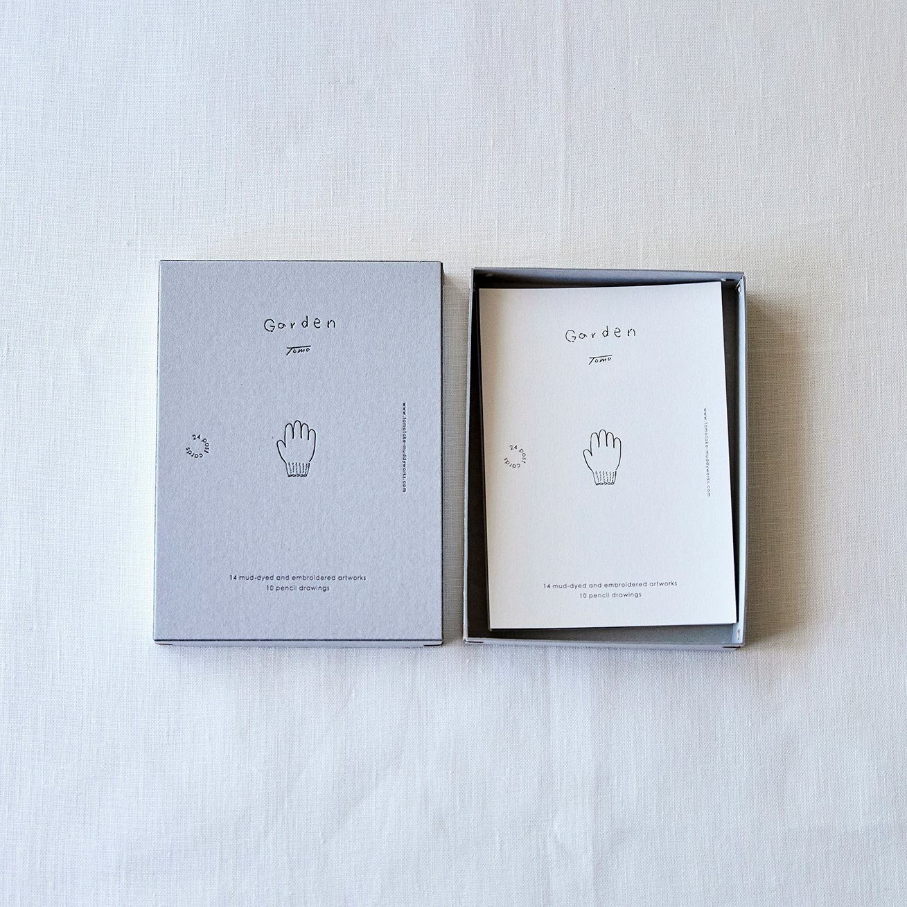ポストカードセット 「Garden」泥染と刺繍 24枚セット 箱入り