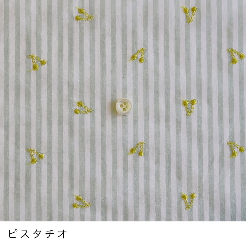 CHECK&STRIPE ストライプに刺繍の布 「ミニチェリー」50cm | Tomotake