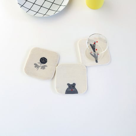泥染リネンコースター [No.43〜No.47]  Linen Casters