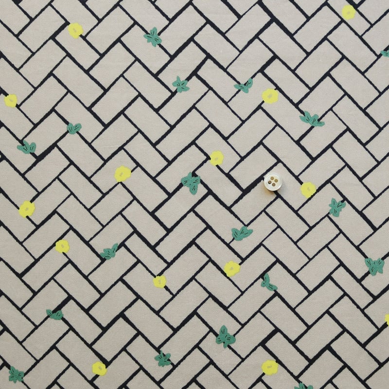 MUDDY WORKS プリント生地 [Bricks] 綿サテン 50cm | Tomot