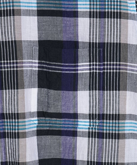 FOUNDOUR _ COTTON MADRAS CHECK SHIRT ( Blue )