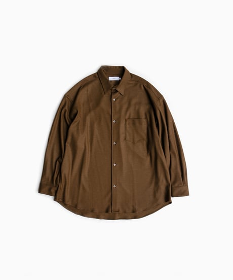 Graphpaper _ Wool Smooth Flannel Oversized Regular Collar Shirt ( Brown )