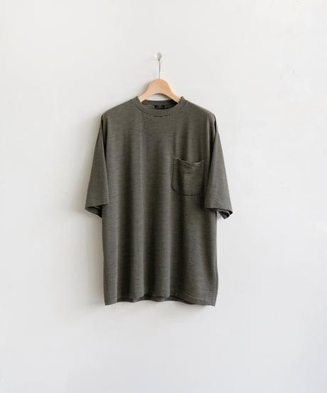 COMOLI _ サマーウール 半袖Tシャツ ( Border )