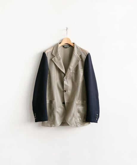 COMME des GARÇONS HOMME DEUX _ Polyester Mesh × Wool Gabardin Jacket ( Beige × Navy )