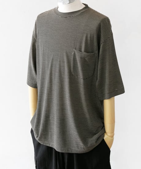 COMOLI _ サマーウール 半袖Tシャツ ( Border )