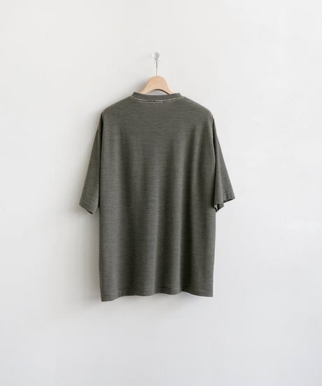 COMOLI _ サマーウール 半袖Tシャツ ( Border )