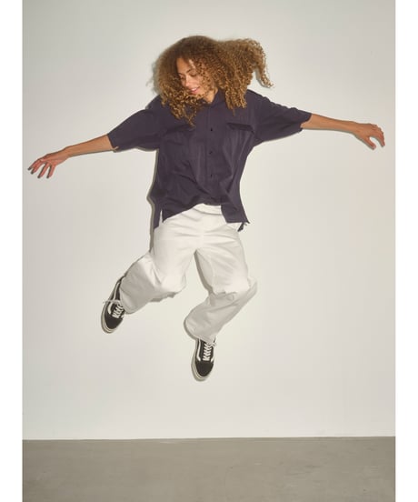 Y _ ORGANIC COTTON WASHER SATIN OPEN COLLAR SHIRT
